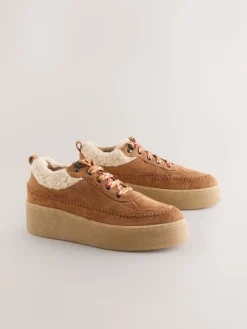 Lichtbruin - Signature Premium Leather Hiker Wedge Trainers*Next Hot