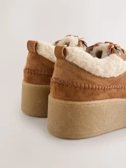 Lichtbruin - Signature Premium Leather Hiker Wedge Trainers*Next Hot