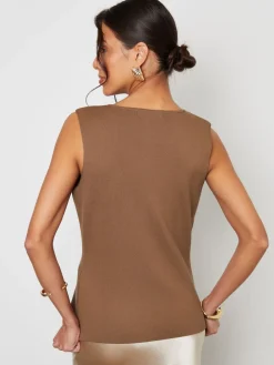 Lichtbruin - Ribbed Knitted Waistcoat*Threadbare New