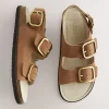 Lichtbruin leer - Sandalen met voetbed en bandje aan de achterkant*Next Best
