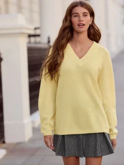 Lichtgeel - N.Premium 100% Merino Wool V-Neck Jumper*Next Hot