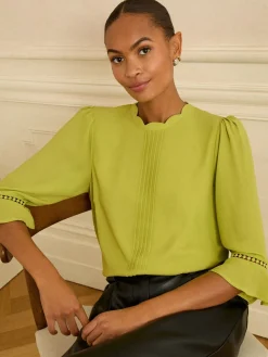 Limoengroen - 3/4 blouse met uitlopende mouwen*Love & Roses New