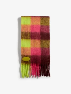 Limoengroen en roze ruit - - Geborstelde sjaal*Love & Roses Outlet