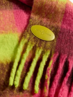 Limoengroen en roze ruit - - Geborstelde sjaal*Love & Roses Outlet