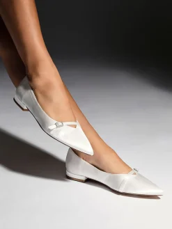 Bridal Engaged Pointed Toe Ballet Flats With Buckle Detail*Linzi Clearance