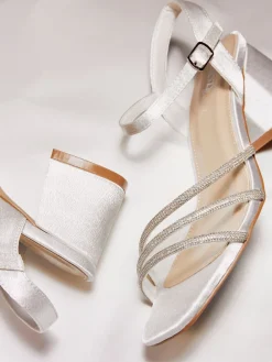 Bridal Wide Fit Mariah Open Back Heels With Diamante Triple Front*Linzi Discount