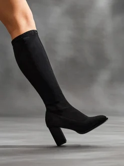 Kylie stretchy hoge Boots met blokhak*Linzi Discount