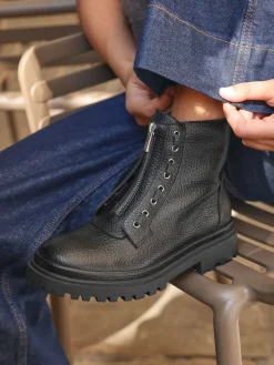 Launch Military Boots With Front Zip Detail*Linzi Best