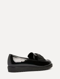 Wide Fit Violetta Classic Slip-On Loafers With Fabric Bow Detail*Linzi Outlet