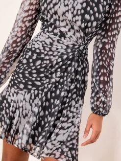 Animal Print Gathered Waist Woven Mini Dress*Lipsy Clearance