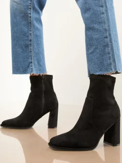 Block Heel Stretch Faux Suede Ankle Sock Boots*Lipsy Hot