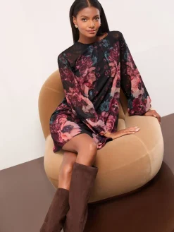 Blouson Sleeve Mini Shift Dress*Lipsy Online