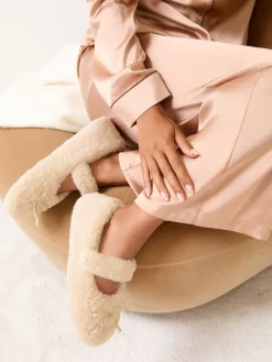 Borg Mary Jane with Bow Detail Slippers*Lipsy Hot