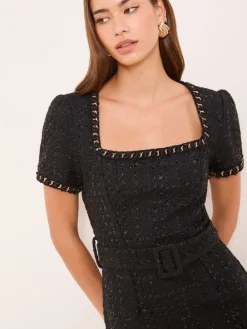 Boucle Short Sleeve Bodycon Midi Dress*Lipsy Outlet