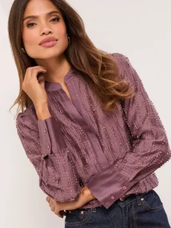 Button Down Burnout Detail Shirt*Lipsy Online