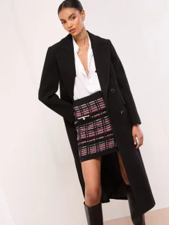 Checked Boucle Trim Detail Knitted Mini Skirt*Lipsy Sale