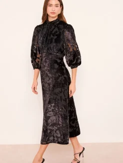 Devore Velvet Puff Sleeve Midi Dress*Lipsy Best