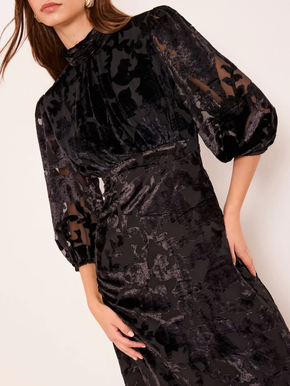 Devore Velvet Puff Sleeve Midi Dress*Lipsy Best