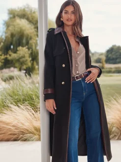 Double breasted militaire lange jas*Lipsy Online