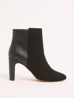 Faux Leather Mixed Material Mid Block Heeled Smart Ankle Boots*Lipsy Clearance