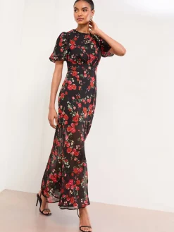 Floral Print Short Sleeve Woven Maxi Dress*Lipsy Sale