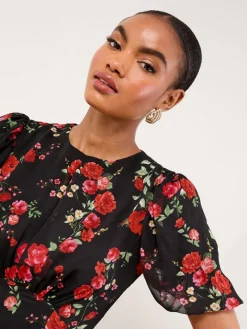 Floral Print Short Sleeve Woven Maxi Dress*Lipsy Sale