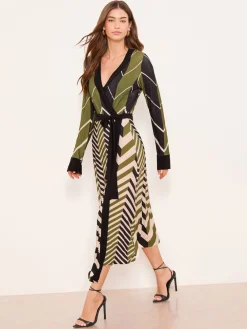Geometric Print Jersey Wrap Midi Dress*Lipsy