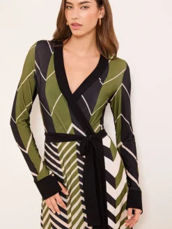 Geometric Print Jersey Wrap Midi Dress*Lipsy