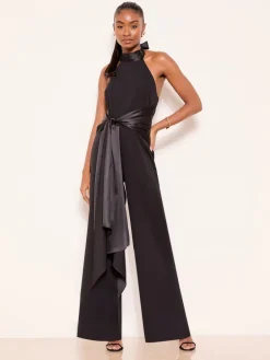 Halter Neck Satin Drape Jumpsuit*Lipsy