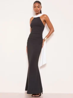 High Neck Scarf Drape Maxi Dress*Lipsy Sale