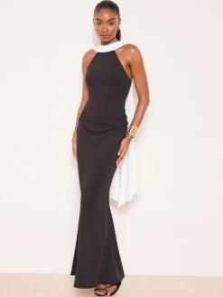 High Neck Scarf Drape Maxi Dress*Lipsy Sale