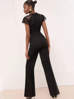 Lace High Neck Short Sleeve Jumpsuit*Lipsy Hot