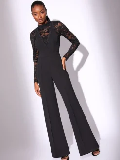 Long Sleeve Lace High Neck Jumpsuit*Lipsy