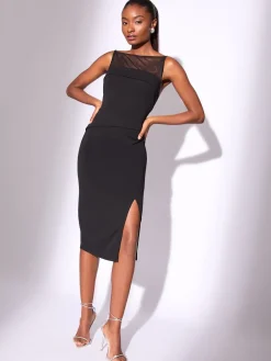 Mesh Mix Sleeveless Bodycon Midi Dress*Lipsy Best
