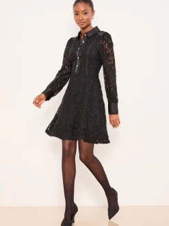 Mini All-Over Lace Long Sleeve Skater Dress*Lipsy Online