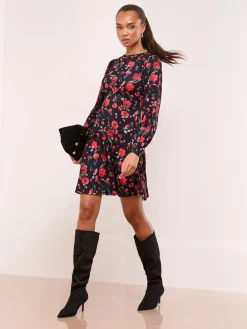 Mini Floral Lace Trim Jersey Underbust Dress*Lipsy