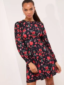 Mini Floral Lace Trim Jersey Underbust Dress*Lipsy