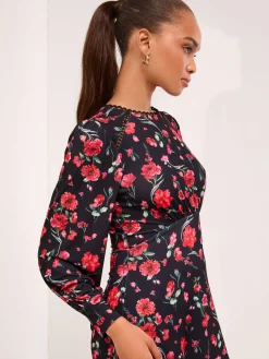 Mini Floral Lace Trim Jersey Underbust Dress*Lipsy