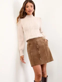 Mini Suede Double Popper Skirt*Lipsy Clearance
