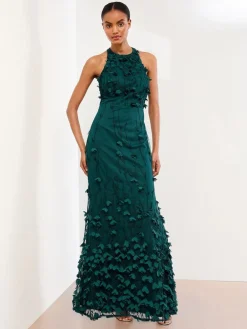 Premium 3D Bloemen Gestructureerde Halter Maxi-jurk*Lipsy Clearance