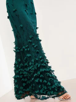 Premium 3D Bloemen Gestructureerde Halter Maxi-jurk*Lipsy Sale