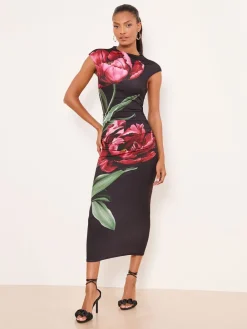 Rose Print Bodycon Dress*Lipsy Clearance