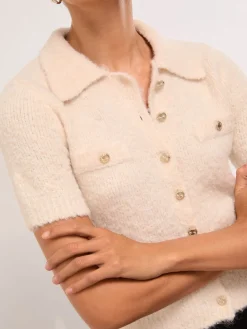 Short Sleeve Collared Knitted Cardigan Top*Lipsy Sale