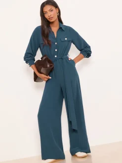 Utility Belted Military Buttoned V-Neck Jumpsuit*Lipsy Hot