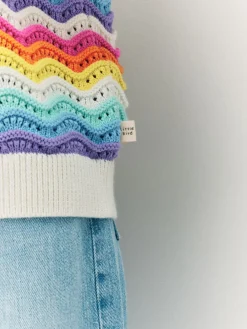 gebreid vest met pastelkleurige golvende strepen*Little Bird by Jools Oliver Online