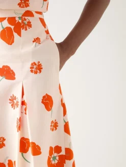 & Flora Ivory Multi Cotton Pleat Block Floral Sateen Culottes*LK Bennett Discount