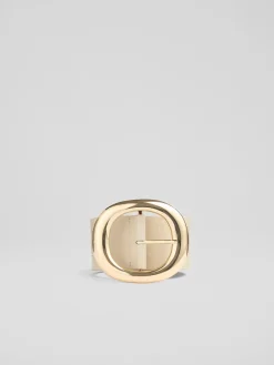 Bromley Buttercream Croc Effect Round Buckle Waist Belt*LK Bennett Hot