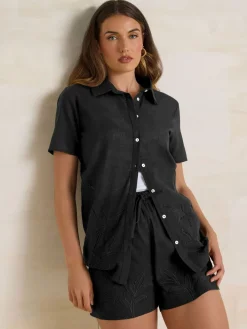 100% Cotton Embroidered Hem Shorts*Long Tall Sally