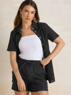 100% Cotton Embroidered Hem Shorts*Long Tall Sally