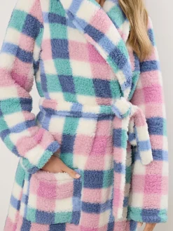 Multi Check Borg Shawl Maxi Robe*Long Tall Sally Sale